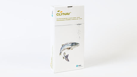 CLYNAV™ Atlantic salmon vaccine packaging.