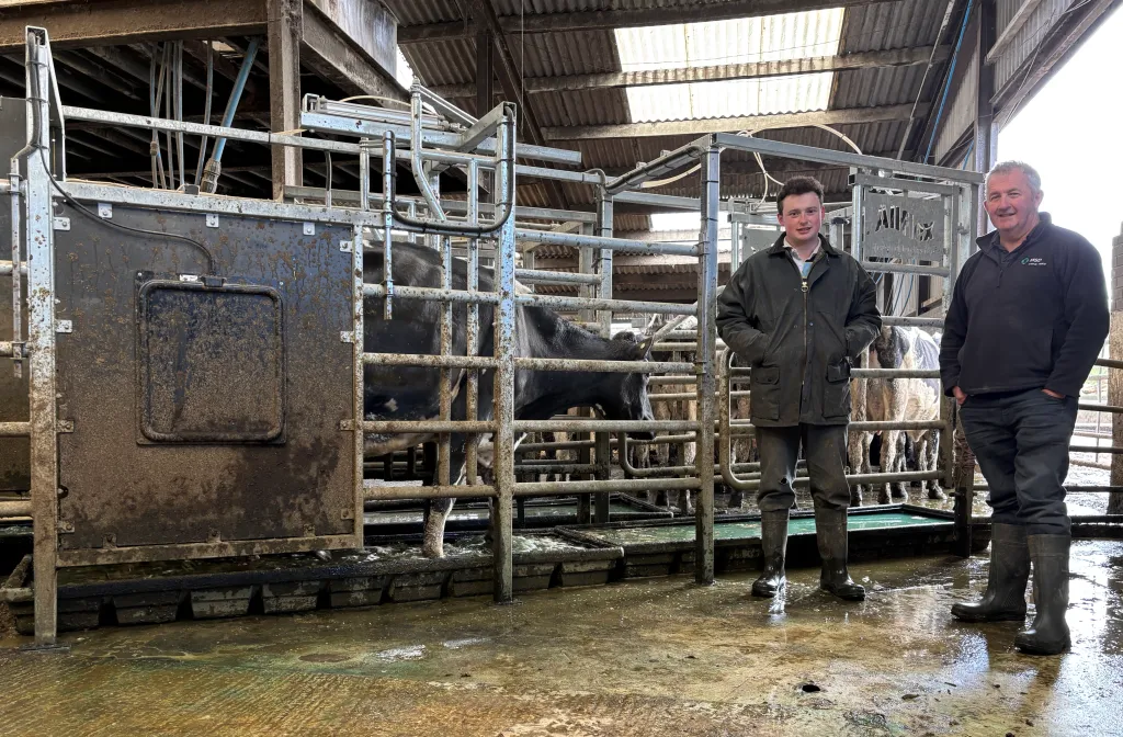 Sorting Gates facility Two farm owners standing inside their facility