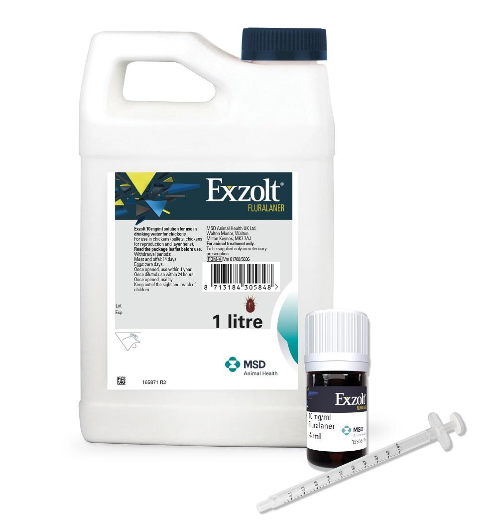 Exzolt® 10 mg/ml solution for use in drinking water for chickens veterinary product by MSD Animal Health